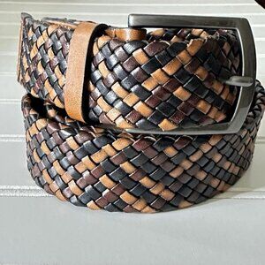 Tommy Bahama Men’s XL Brown Leather Belt Woven Braided